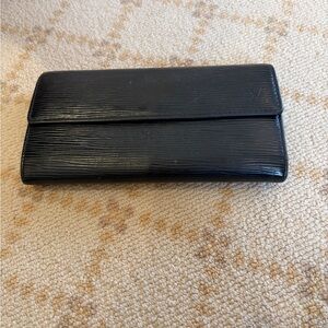 Louis Vuitton Black Epi Leather Long Wallet